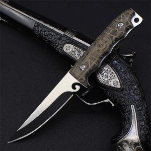 Couteau manche bois gravure aigle #00115
