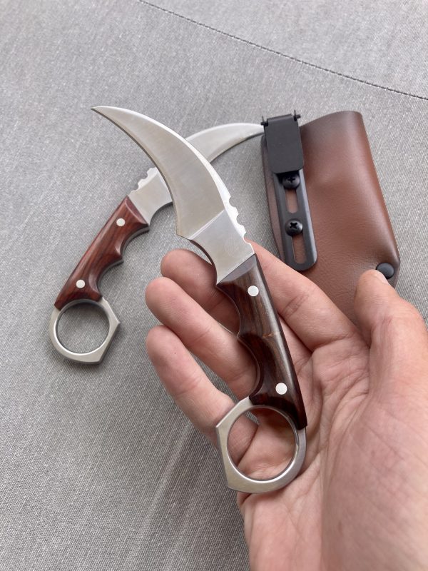 Couteau karambit manche en bois acier D2 #0126 – Image 11
