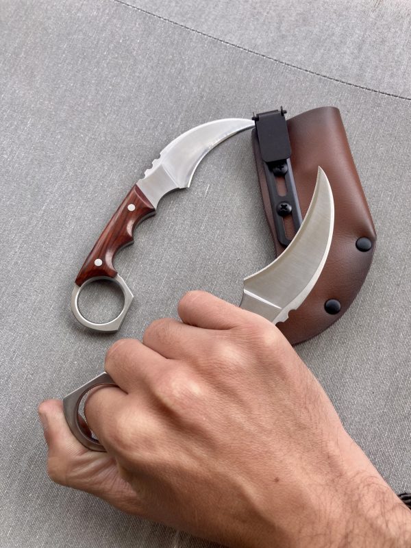 Couteau karambit manche en bois acier D2 #0126 – Image 7