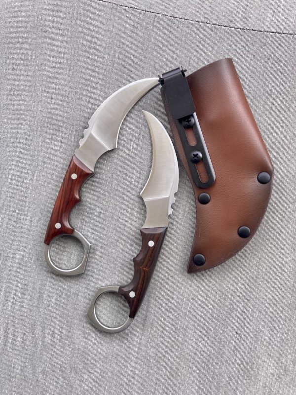 Couteau karambit manche en bois acier D2 #0126 – Image 8
