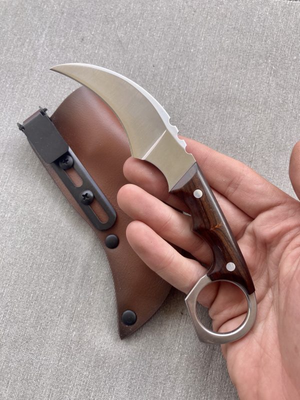 Couteau karambit manche en bois acier D2 #0126 – Image 9