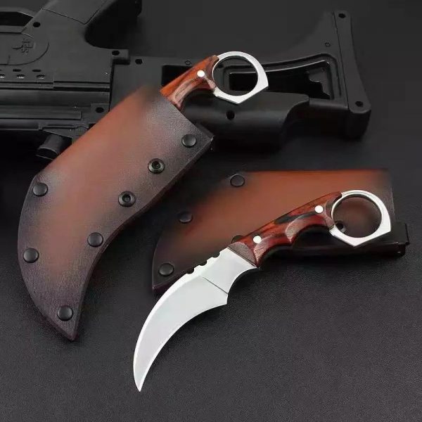 Couteau karambit manche en bois acier D2 #0126 – Image 3