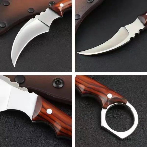 Couteau karambit manche en bois acier D2 #0126 – Image 4