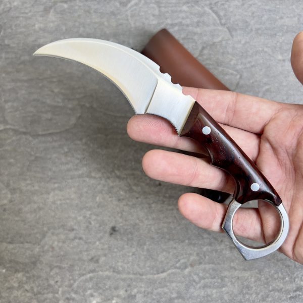 Couteau karambit manche en bois acier D2 #0126 – Image 12