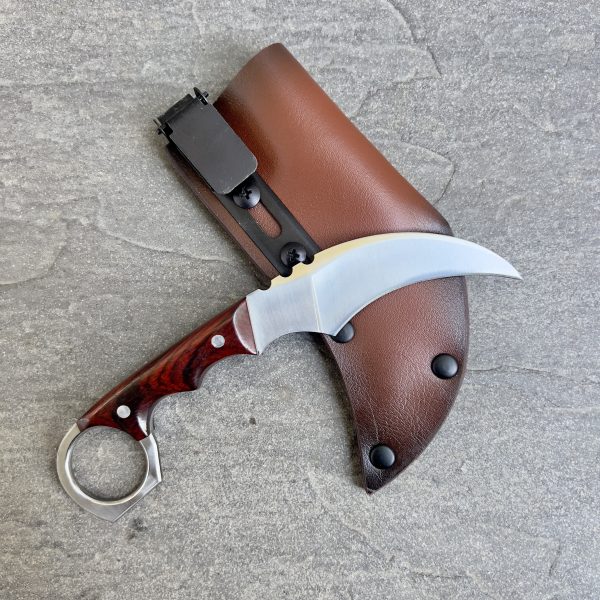 Couteau karambit manche en bois acier D2 #0126 – Image 17