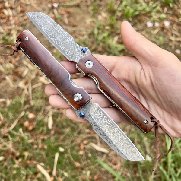Petit couteau pliant damas piémontais luxe #0170