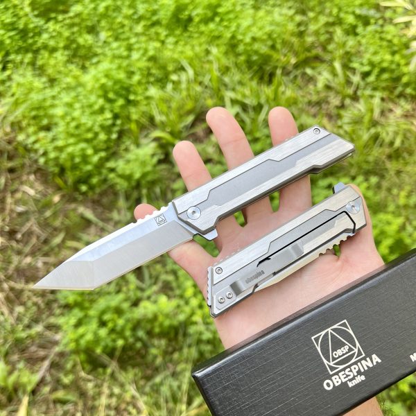 Couteau pliant Obespina framelock D2 tanto #0178 – Image 2