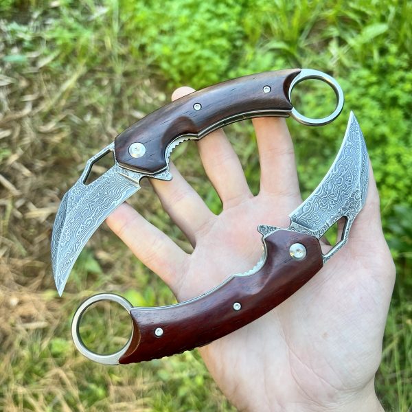 Couteau pliant Karambit bois damas #0191 – Image 2
