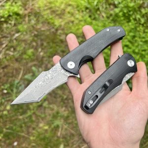 Couteau pliant lame acier damas manche G10 #0198