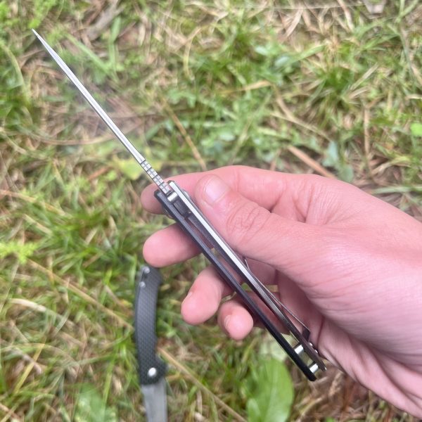 Couteau pliant framelock lame acier damas carbone #0199 – Image 6