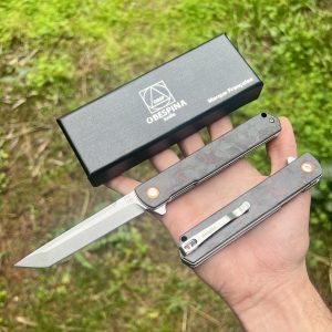 Couteau pliant Obespina fat carbone light red tanto D2 #0202