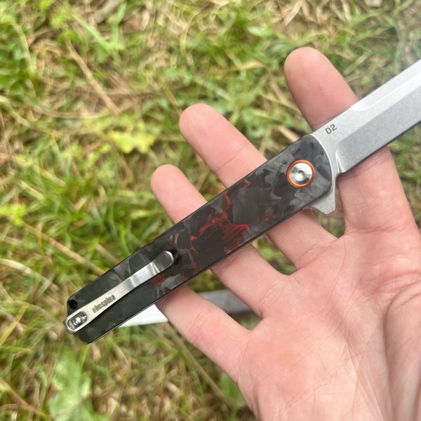 Couteau pliant Obespina fat carbone light red tanto D2 #0202 – Image 6
