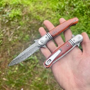 Couteau pliant damas luxe bois #0209