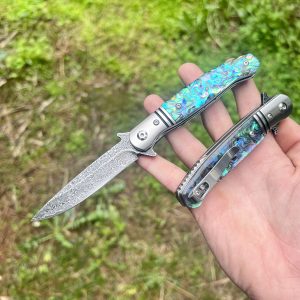 Couteau pliant damas luxe abalone #0210