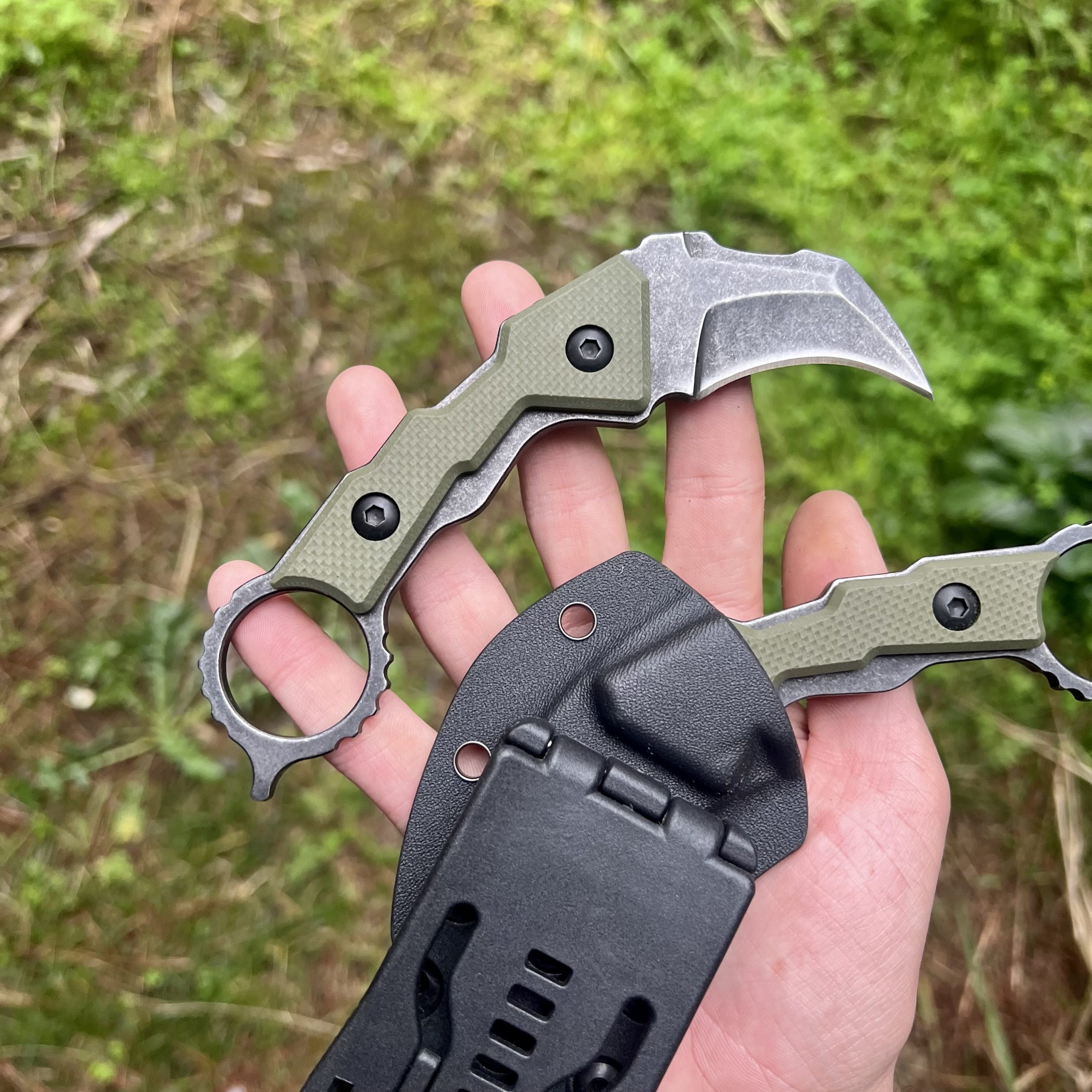 Couteau Karambit D2 kydex G10 vert #0216