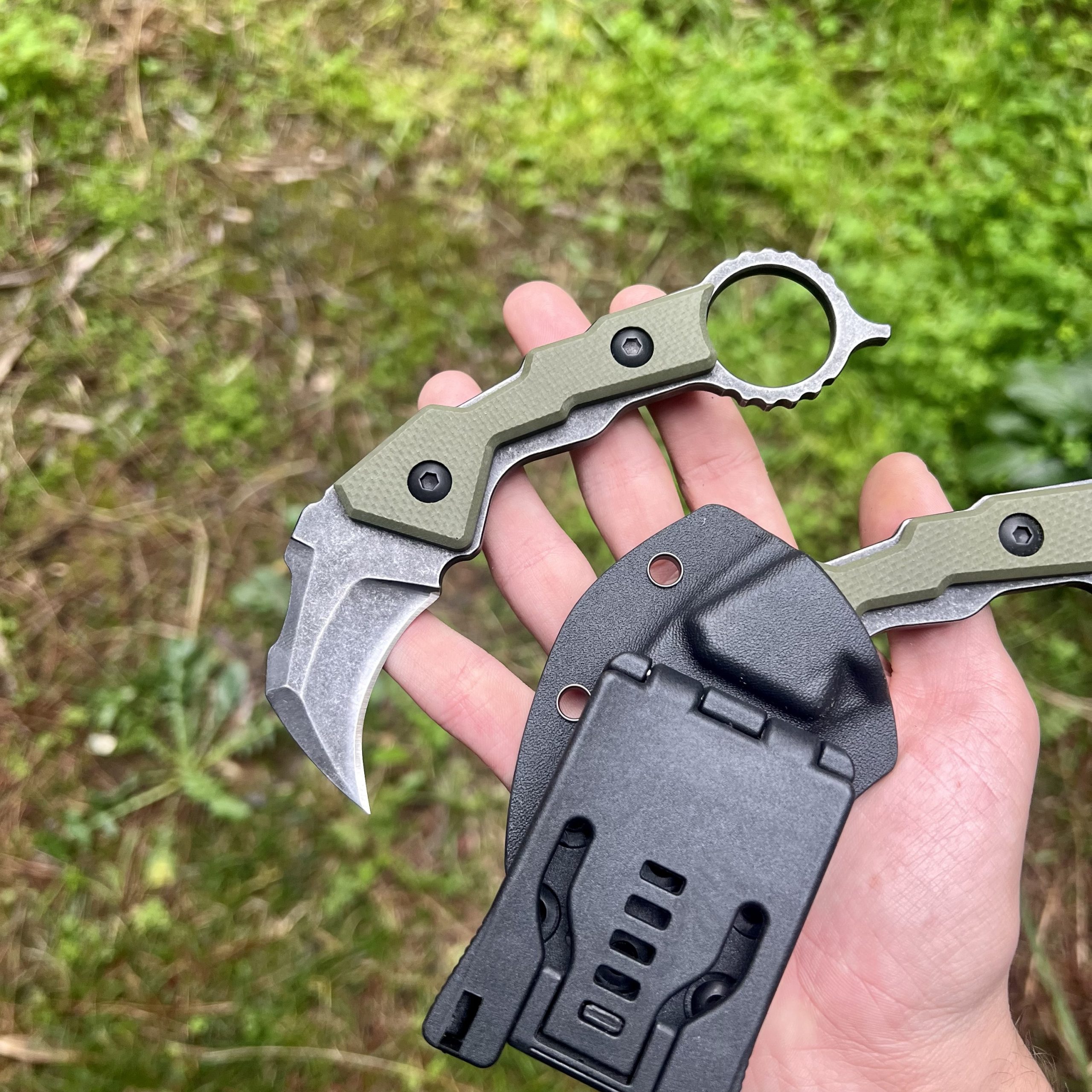 Couteau Karambit D2 kydex G10 vert #0216 – Image 2