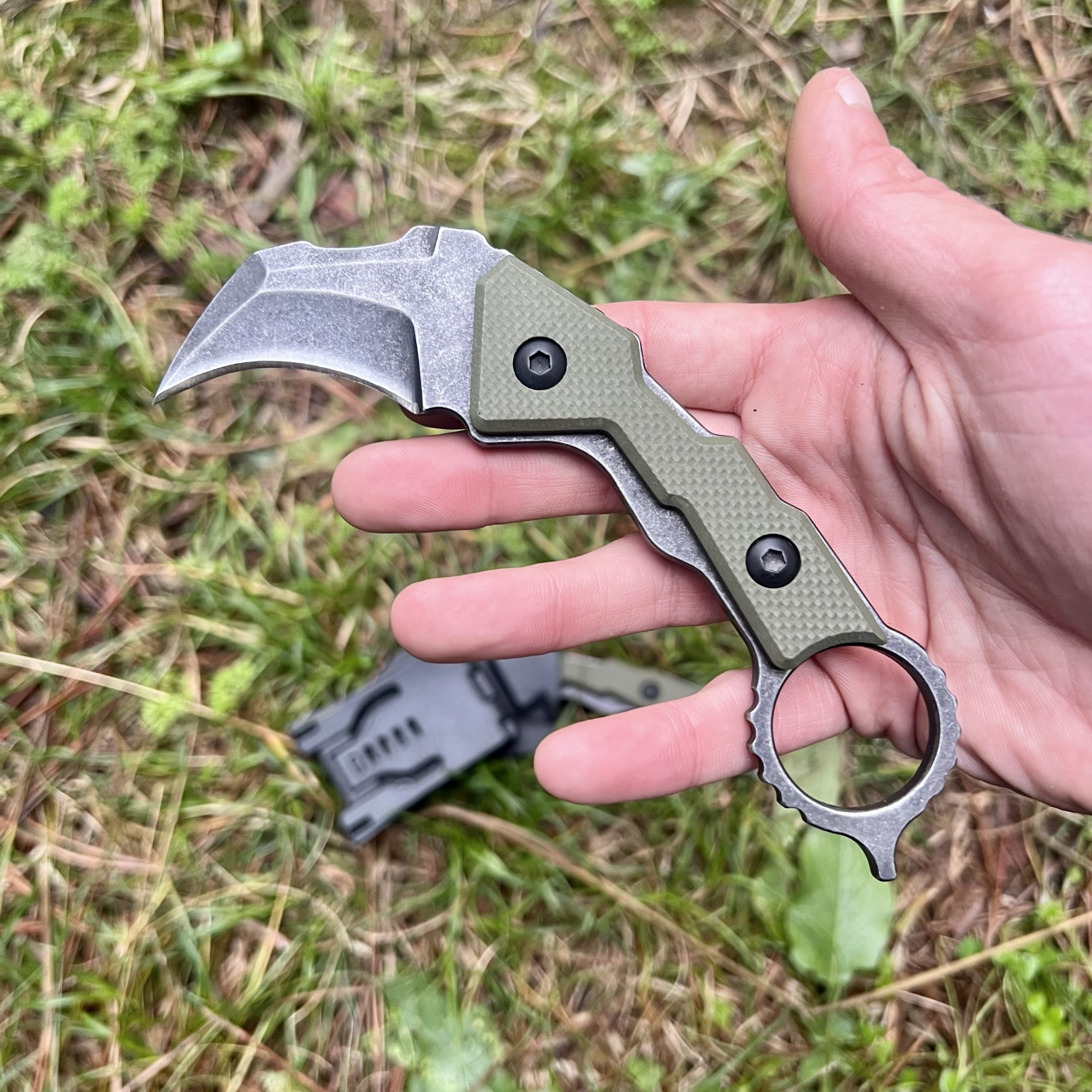 Couteau Karambit D2 kydex G10 vert #0216 – Image 3