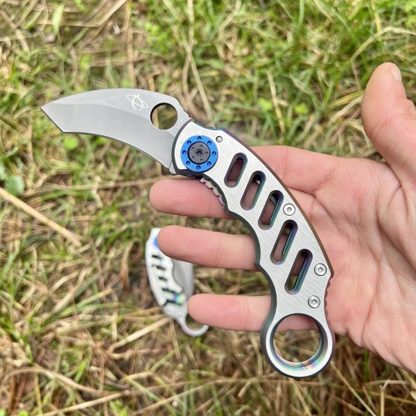 Petit Karambit pliant bleu fade #0220 – Image 4