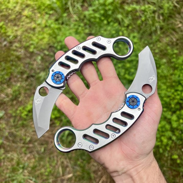 Petit Karambit pliant bleu fade #0220 – Image 2