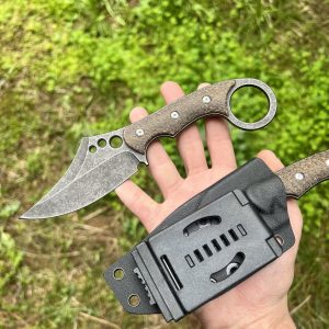 Couteau style Karambit 3 trous g10 marron old school #0222