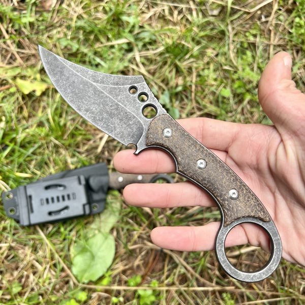 Couteau style Karambit 3 trous g10 marron old school #0222 – Image 6