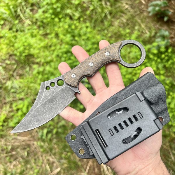 Couteau style Karambit 3 trous g10 marron old school #0222 – Image 2