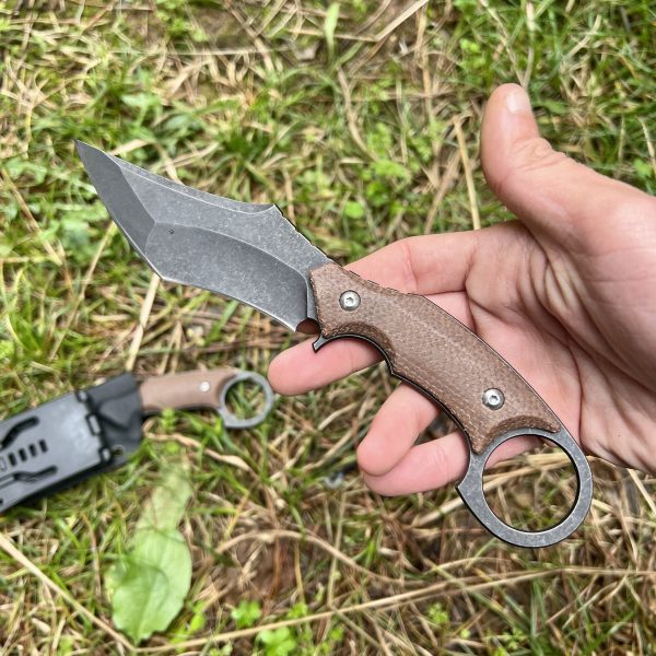 Couteau ring knife kydex g10 marron #0223 – Image 5