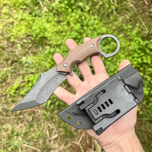 Couteau ring knife kydex g10 marron #0223 – Image 4