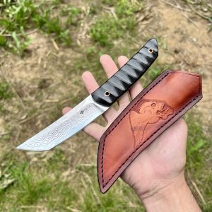 Couteau damas tanto etui tête de mort #237