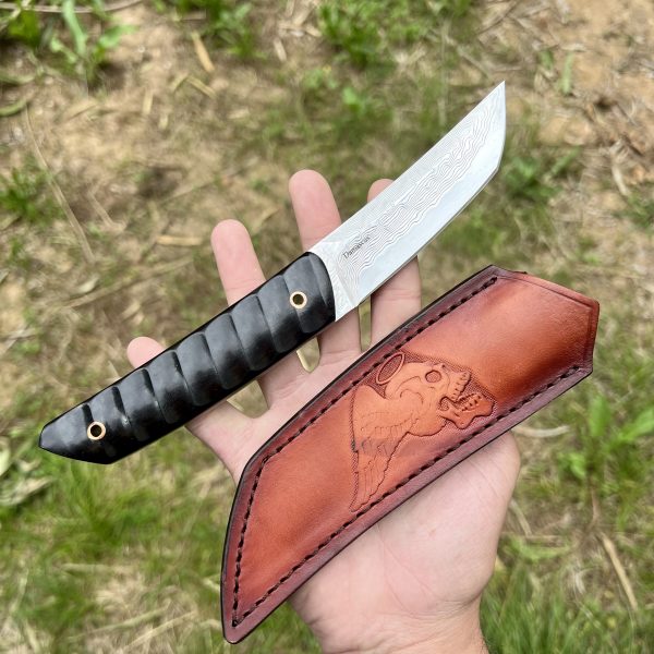 Couteau damas tanto etui tête de mort #237 – Image 3