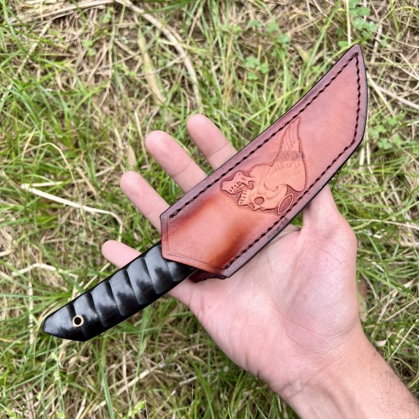 Couteau damas tanto etui tête de mort #237 – Image 4