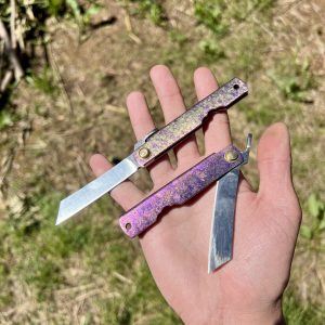 Higonokami tanto inversé titane rose/or 14c28n #240