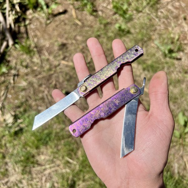 Higonokami tanto inversé titane rose/or 14c28n #240