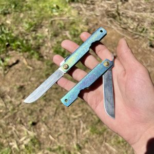 Higonokami 14c28n titane anodisé bleu/vert #243