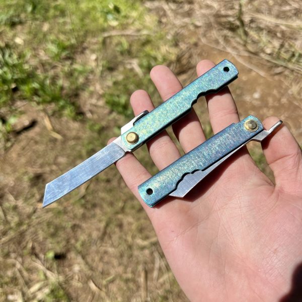Higonokami 14c28n titane bleu/vert tanto inversé #244 – Image 2