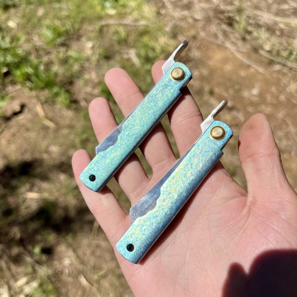 Higonokami 14c28n titane bleu/vert tanto inversé #244 – Image 3