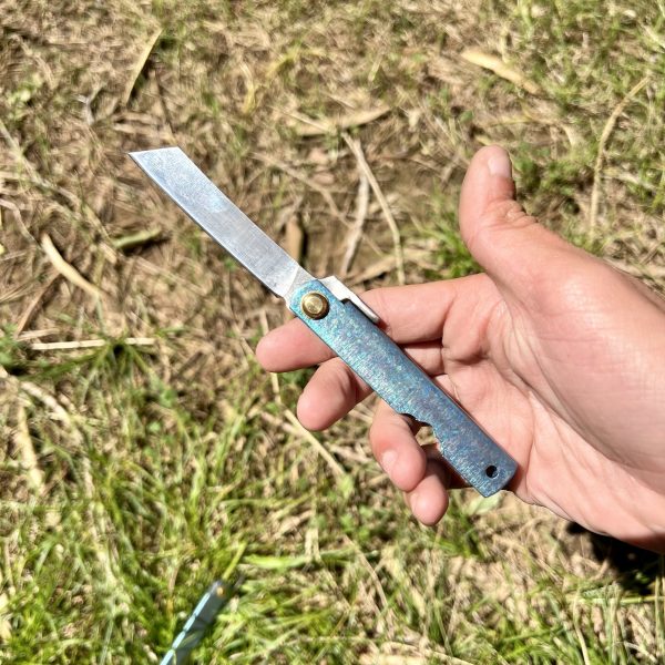 Higonokami 14c28n titane bleu/vert tanto inversé #244 – Image 4