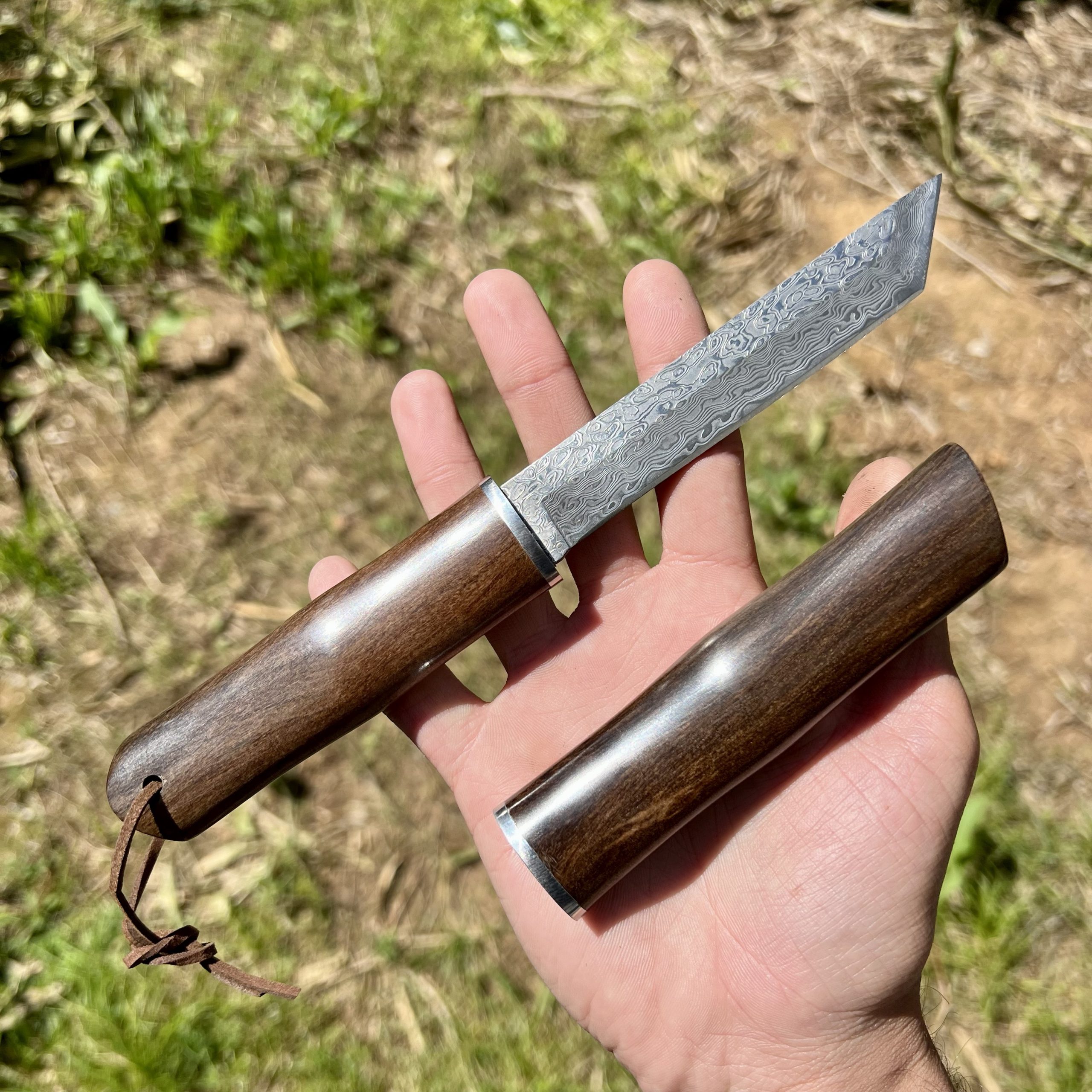 Couteau damas style japonais fourreau bois #245 – Image 12