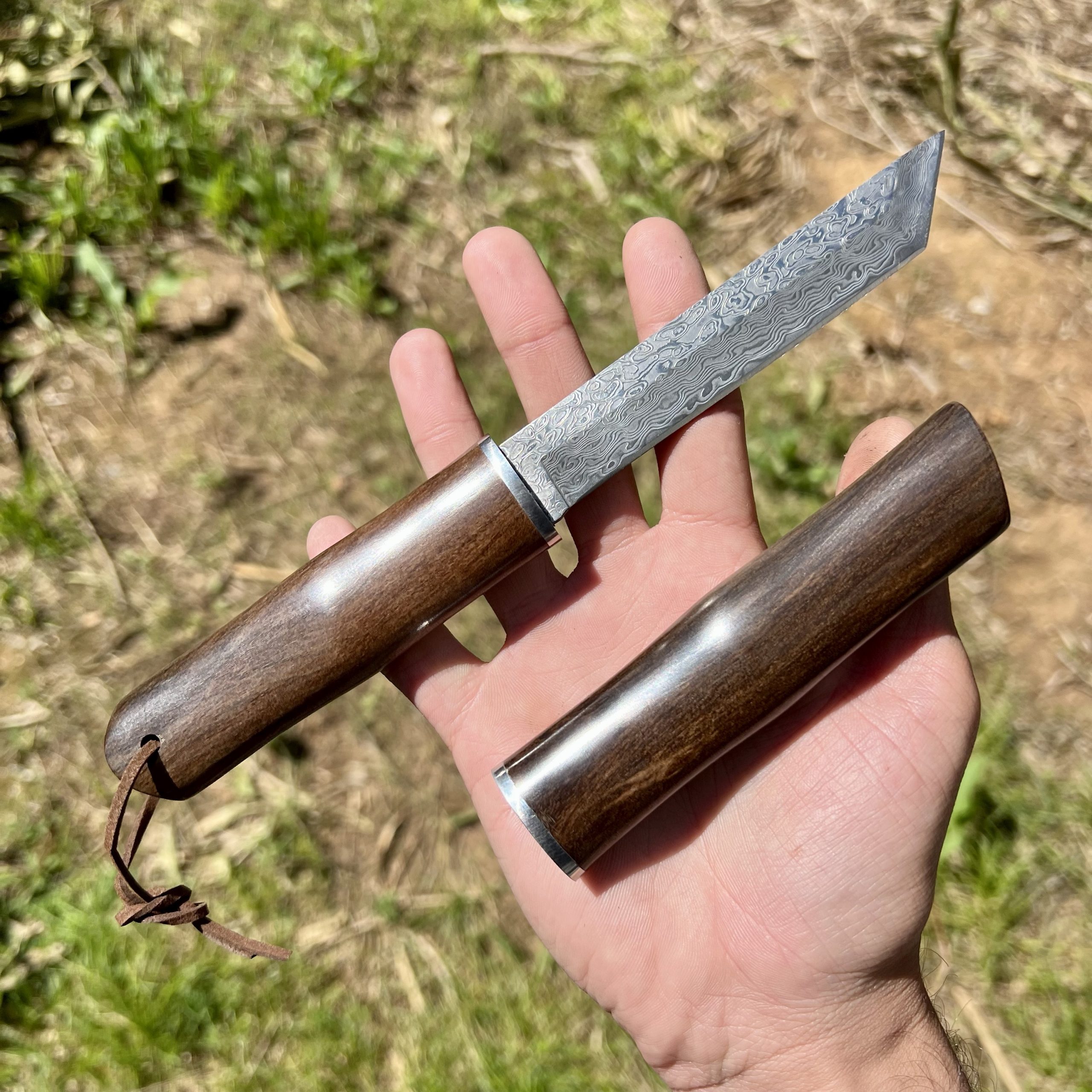 Couteau damas style japonais fourreau bois #245 – Image 8