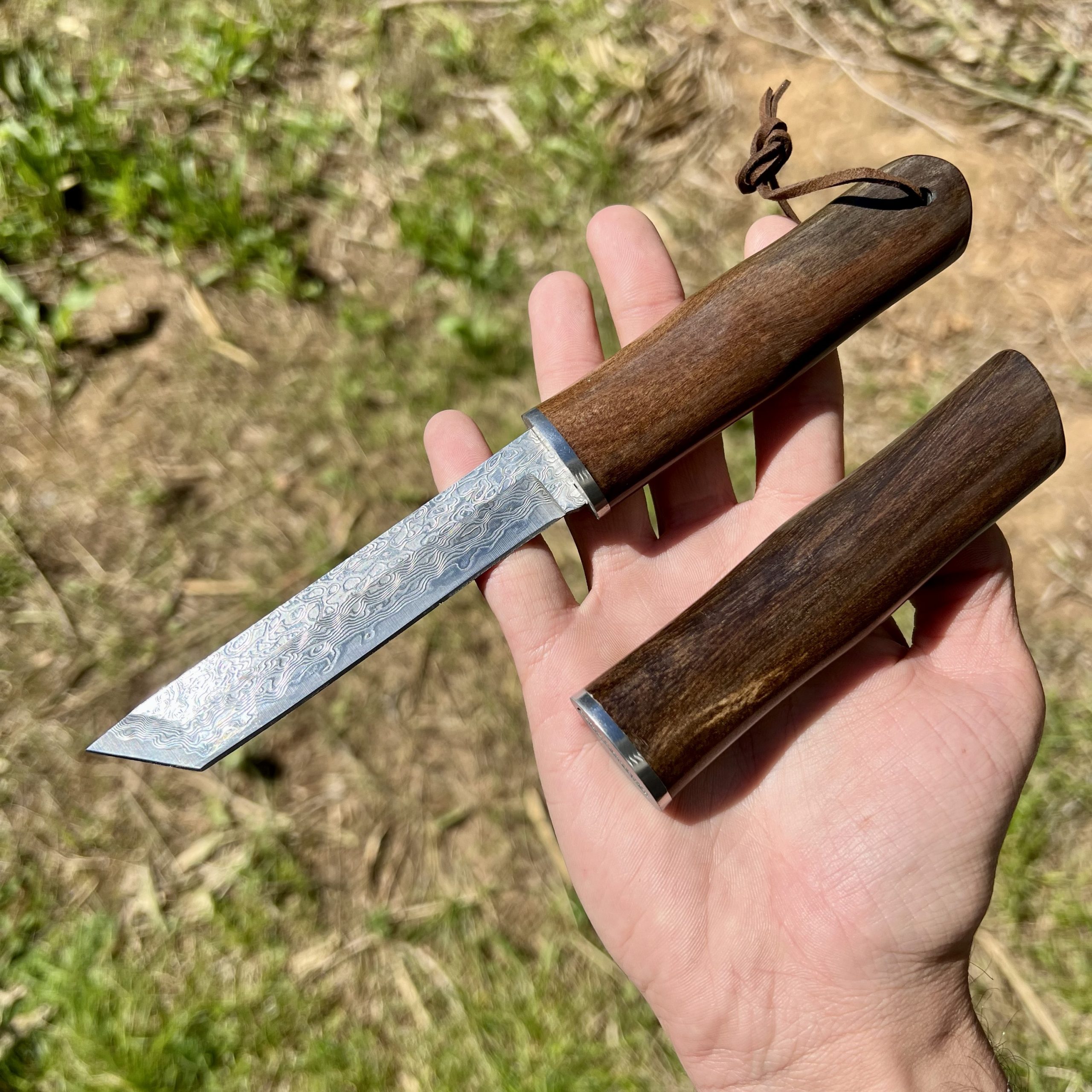 Couteau damas style japonais fourreau bois #245 – Image 10