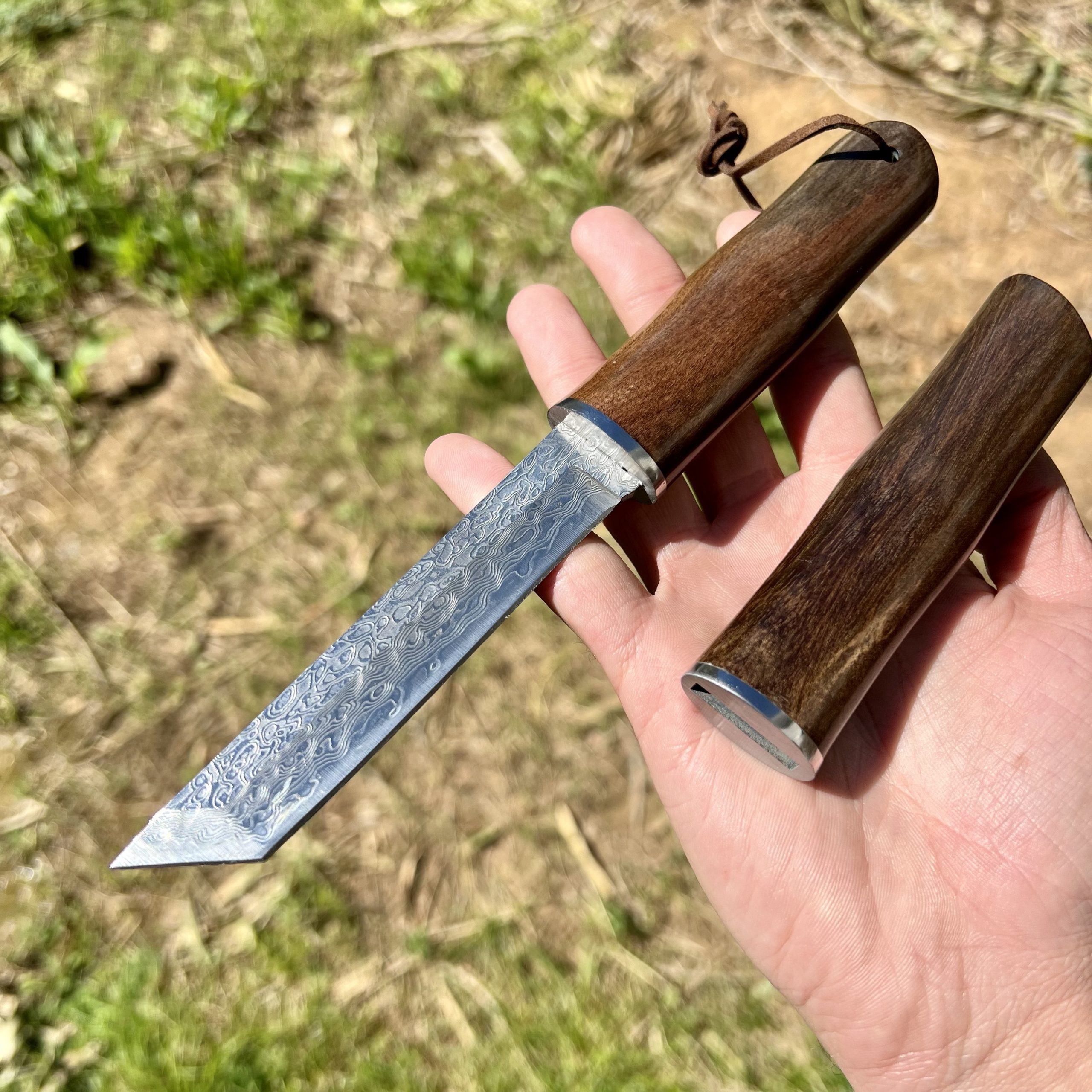 Couteau damas style japonais fourreau bois #245 – Image 11