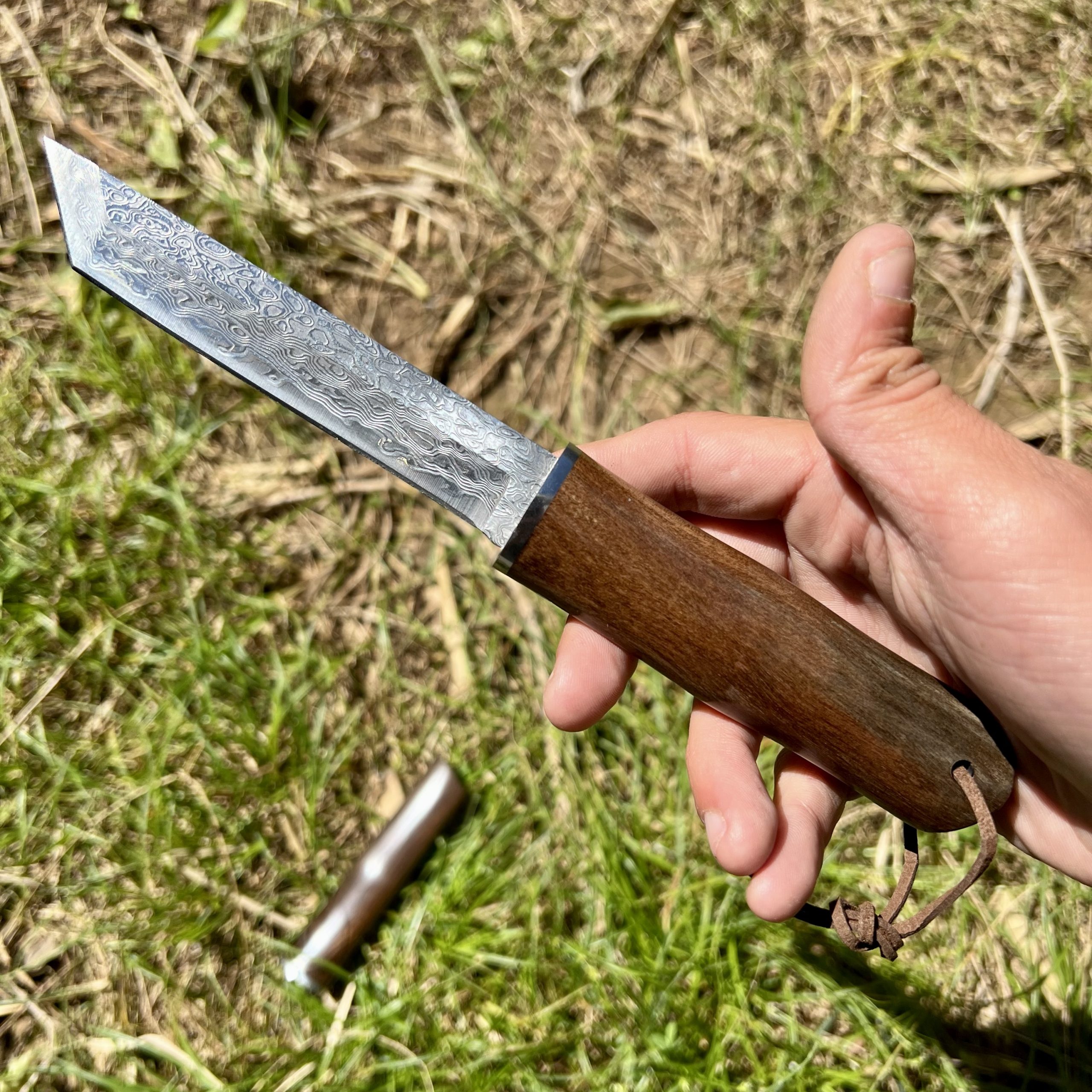 Couteau damas style japonais fourreau bois #245 – Image 13