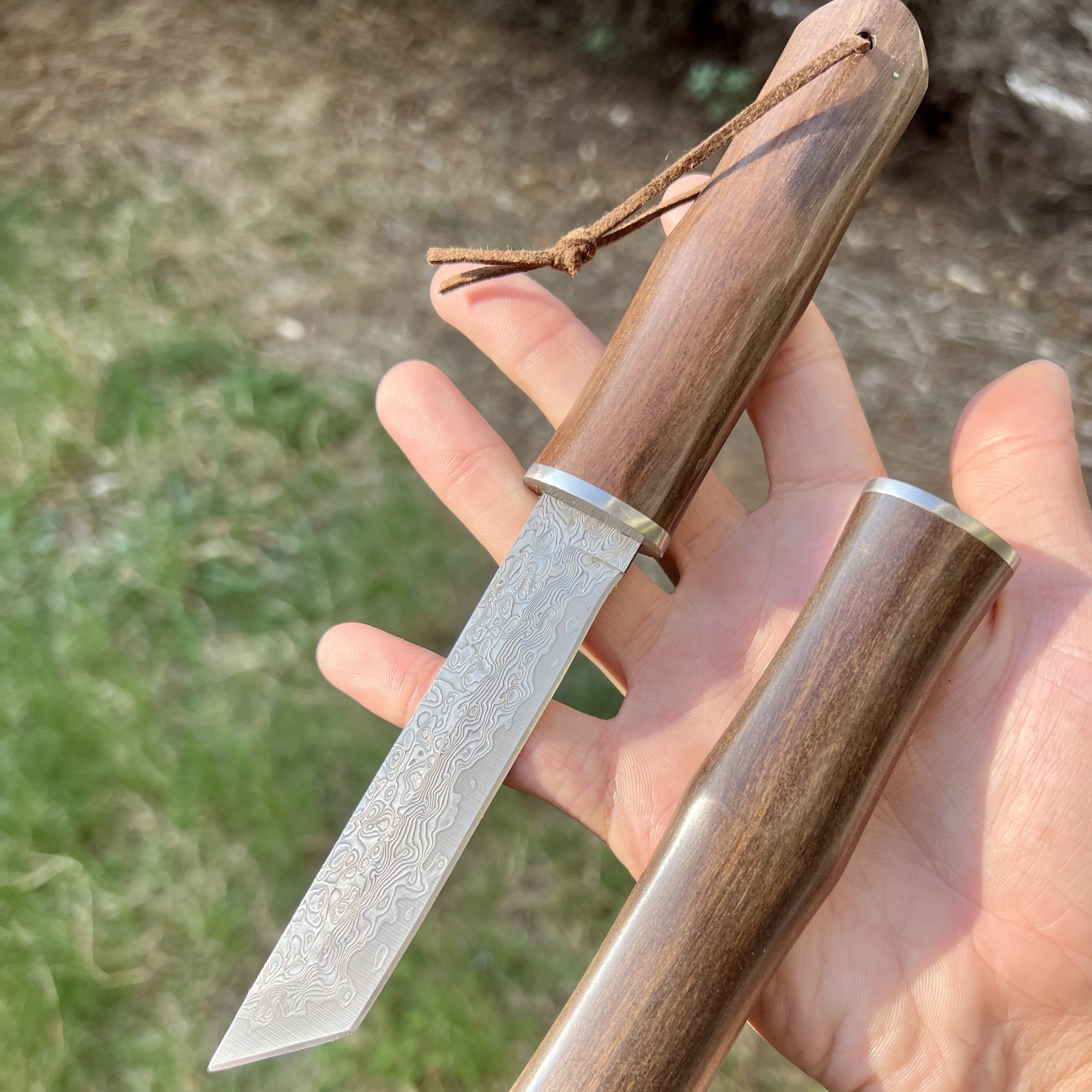 Couteau damas style japonais fourreau bois #245 – Image 6