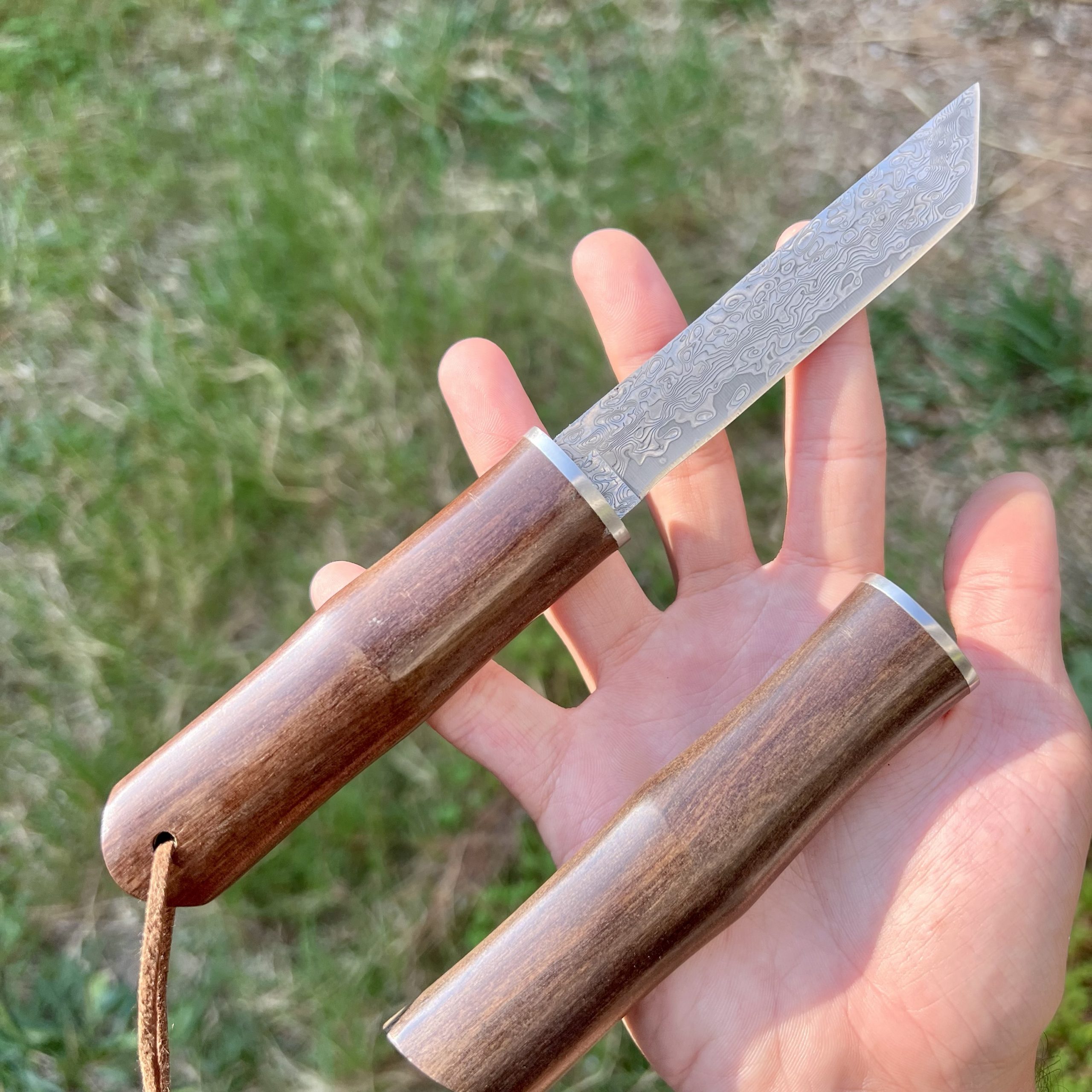 Couteau damas style japonais fourreau bois #245 – Image 5