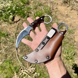 Couteau karambit manche en bois acier D2 #0126