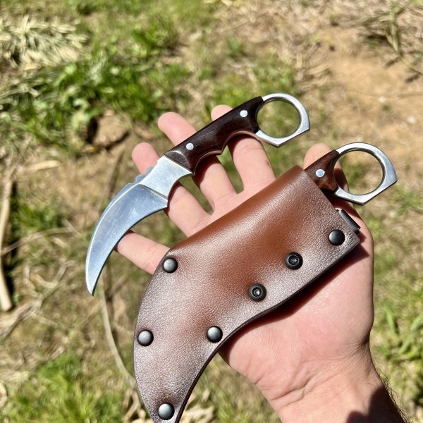 Couteau karambit manche en bois acier D2 #0126 – Image 2