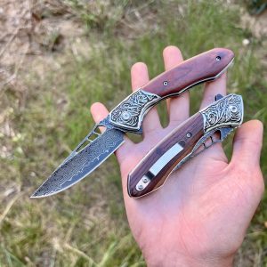 Couteau pliant acier damas noir #246