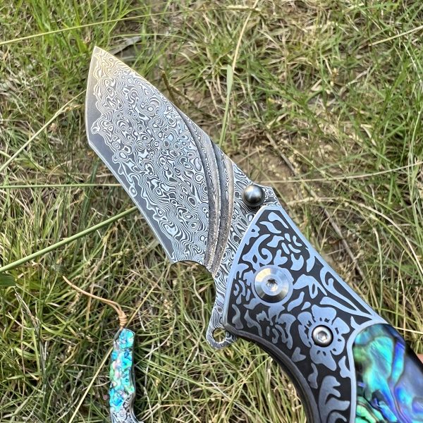Couteau pliant acier damas abalone #252 – Image 6