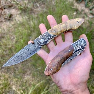 Couteau pliant acier damas luxe #255