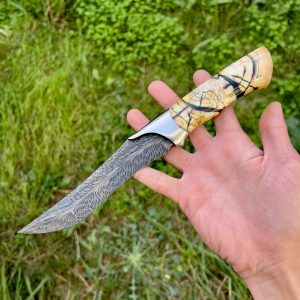 Couteau artisanal damas plume manche mammouth #262